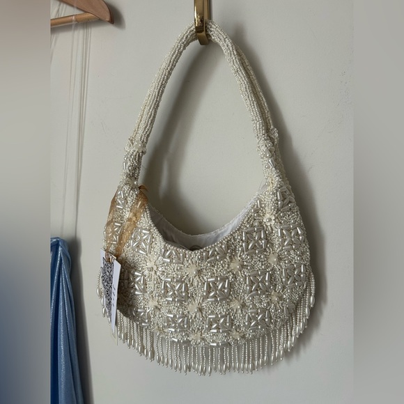 Handbags - Viral made in India pearl cream double beaded shoulder bag